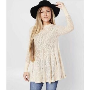 NWOT Free People Coffee in the Morning Tunic in Cream XS